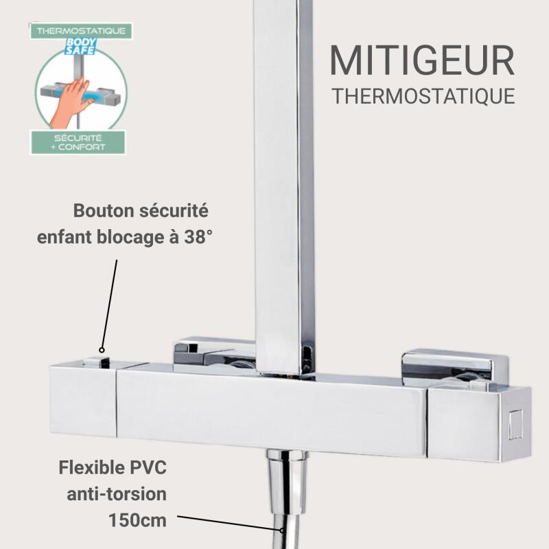Colonne de douche carrée en inox MORK