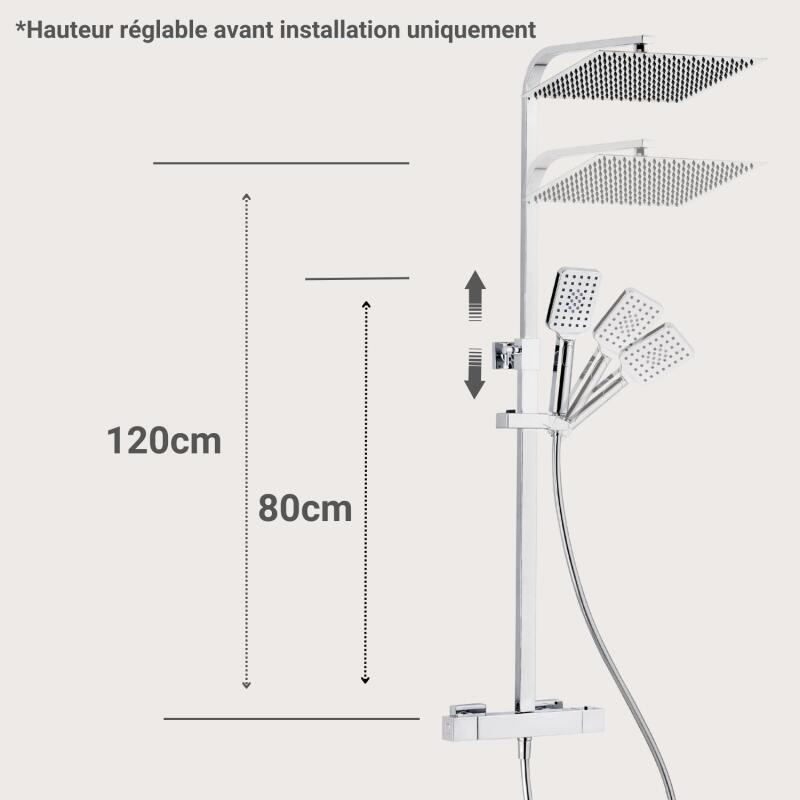 Colonne de douche carrée en inox MORK