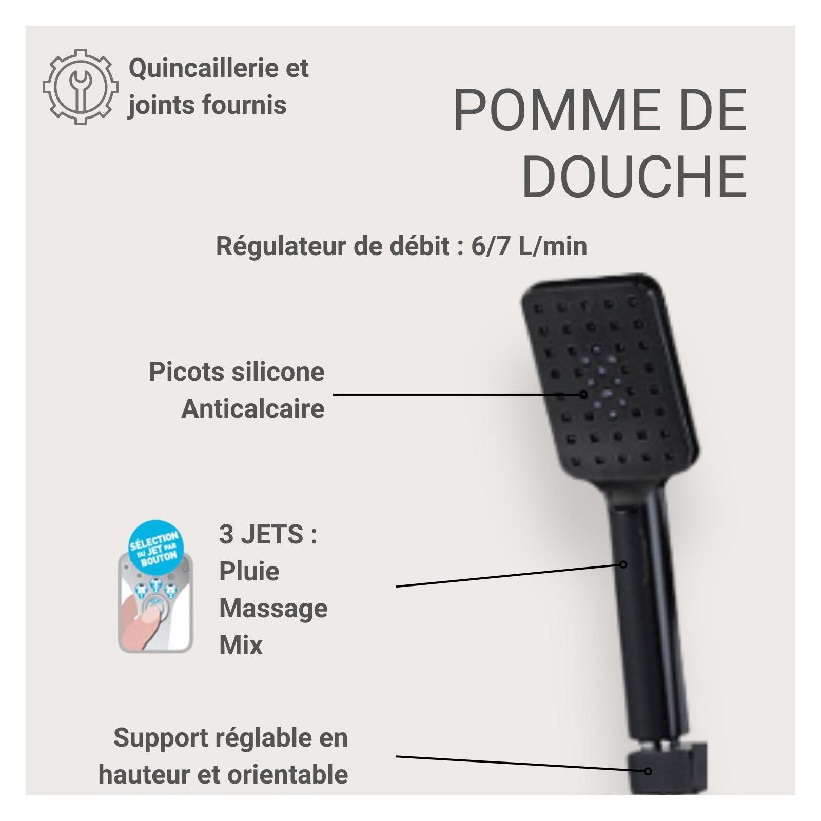 Colonne de douche carrée en inox MORK