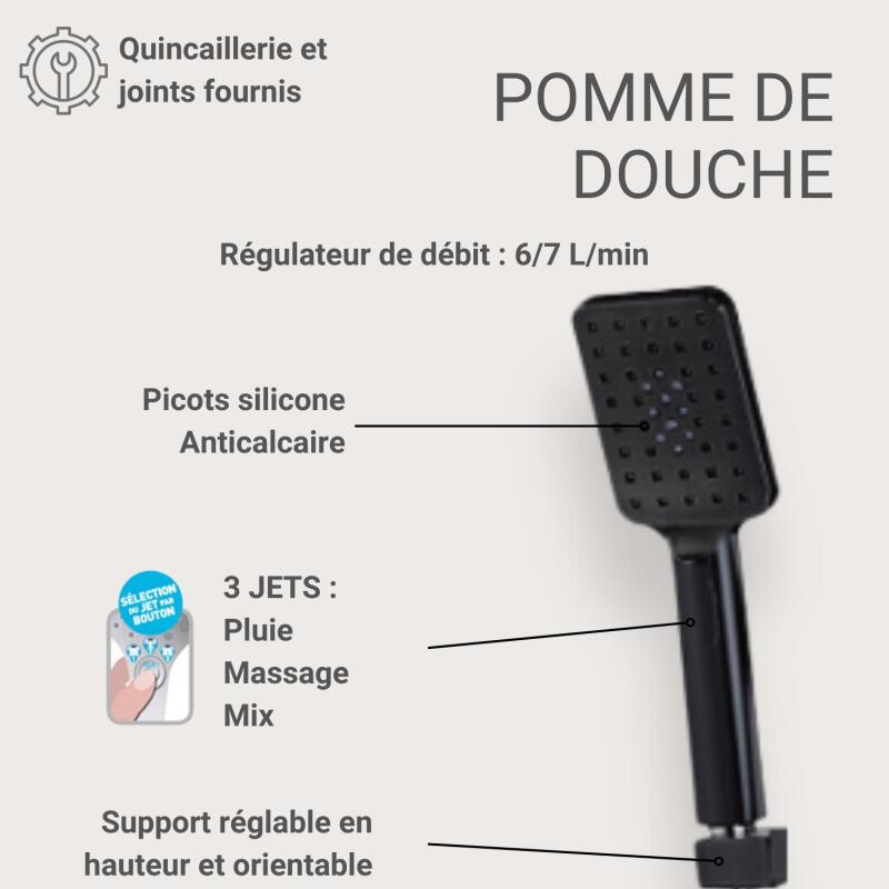 Colonne de douche carrée en inox MORK