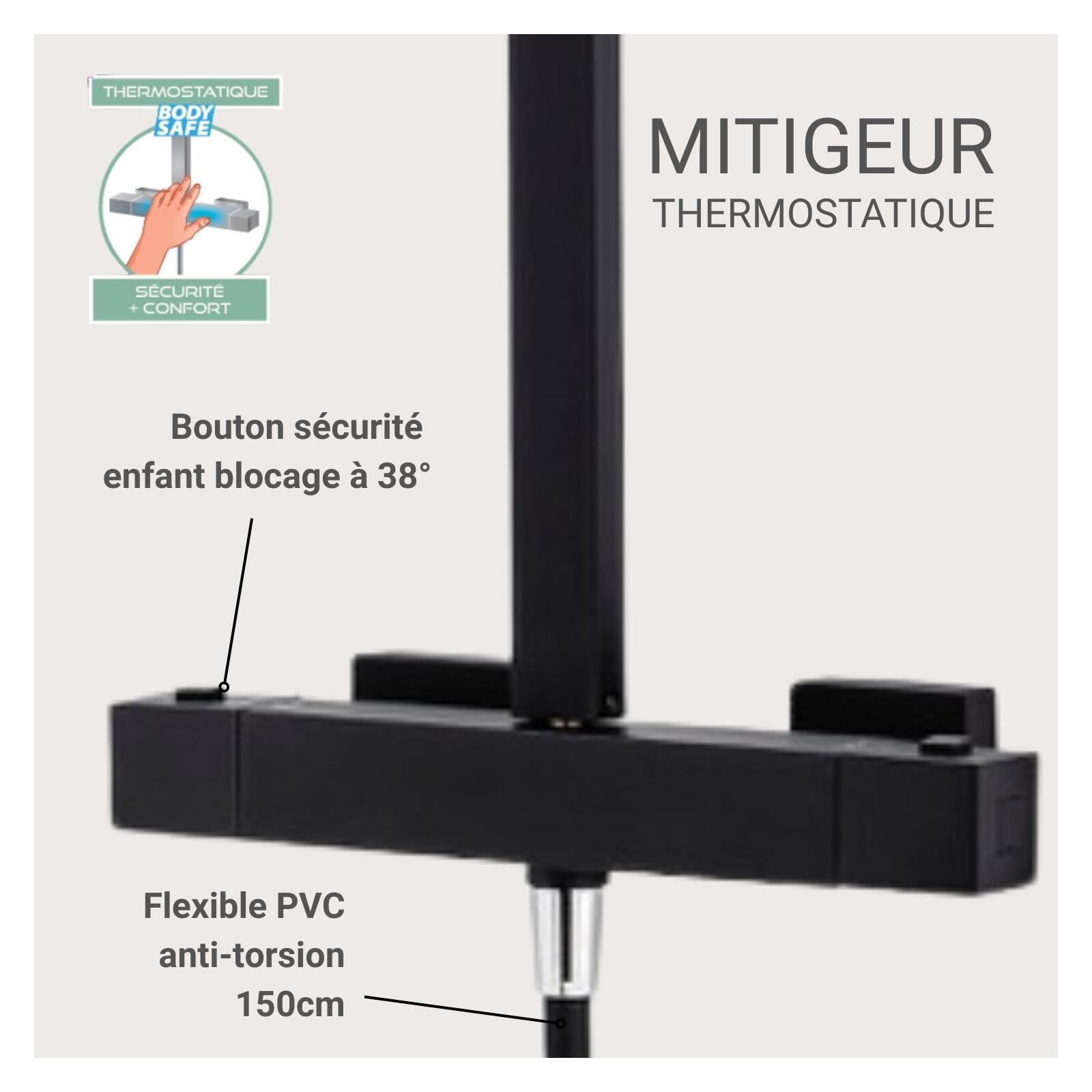 Colonne de douche carrée en inox MORK