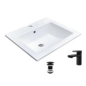 Vasque à encastrer rectangulaire 50x43cm LINA + robinet ROB + bonde CLINT