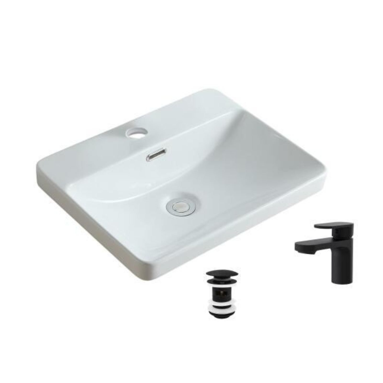 Vasque à encastrer 48x37cm LEA + robinet ROB + bonde CLINT