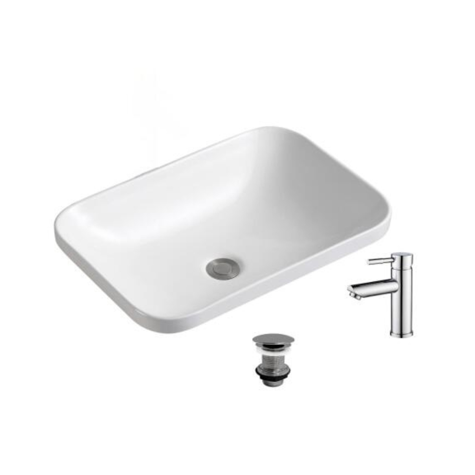 Vasque à encastrer rectangulaire 53x37cm PALMA + robinet TAP + bonde LIV Vasque à encastrer rectangulaire 53x37cm PALMA + robinet TAP + bonde LIV