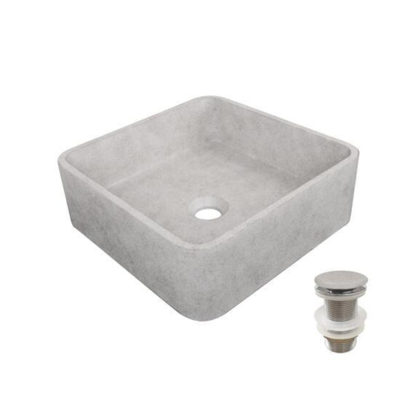 Vasque à poser carrée 36x36cm ALAN + bonde JAMES