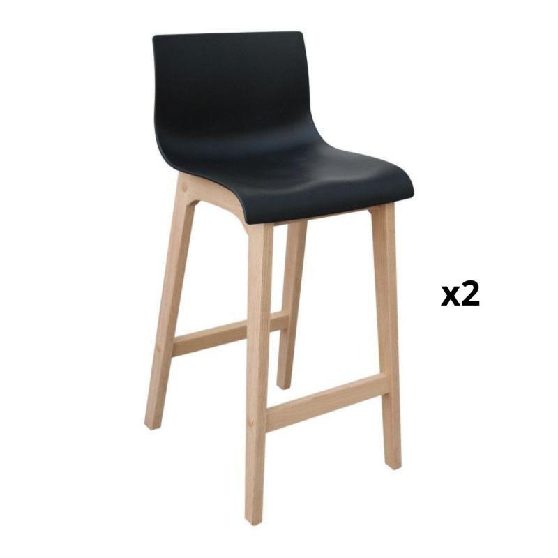 Lot de tabouret de bar en chêne 65cm TANNA