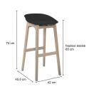 Lot de tabourets de bar en bois 65cm RIVA