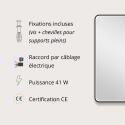 Miroir LED rectangulaire avec cadre en alu noir NEBIA