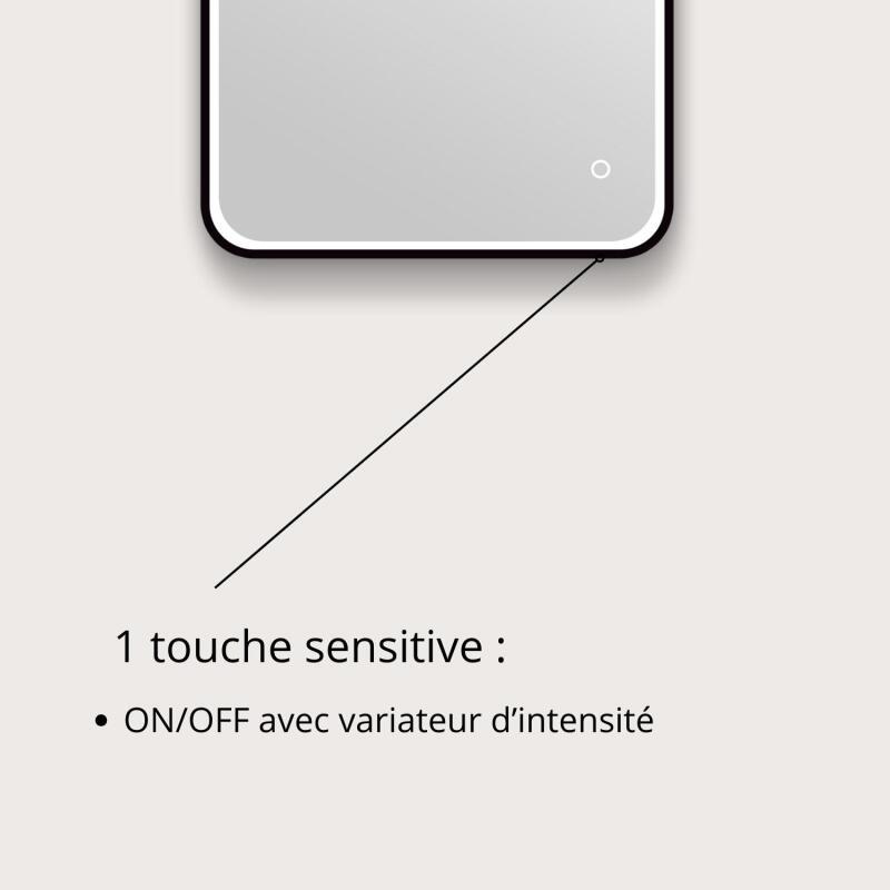 Miroir LED rectangulaire avec cadre en alu noir NEBIA
