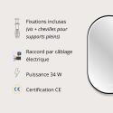 Miroir LED ovale avec carde en alu noir LYSEA