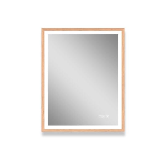 Miroir LED rectangulaire avec cadre en bois GLIMMA