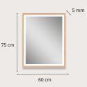 Miroir LED rectangulaire avec cadre en bois GLIMMA