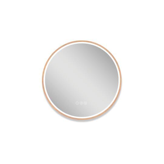 Miroir LED rond avec cadre en bois ILLYOS