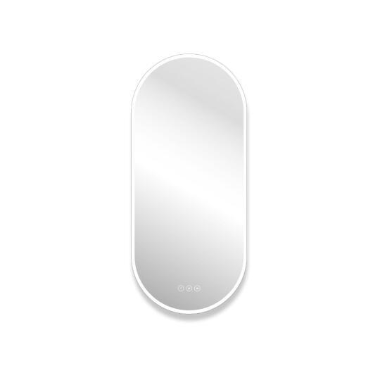 Miroir LED ovale en verre argenté NUVIA