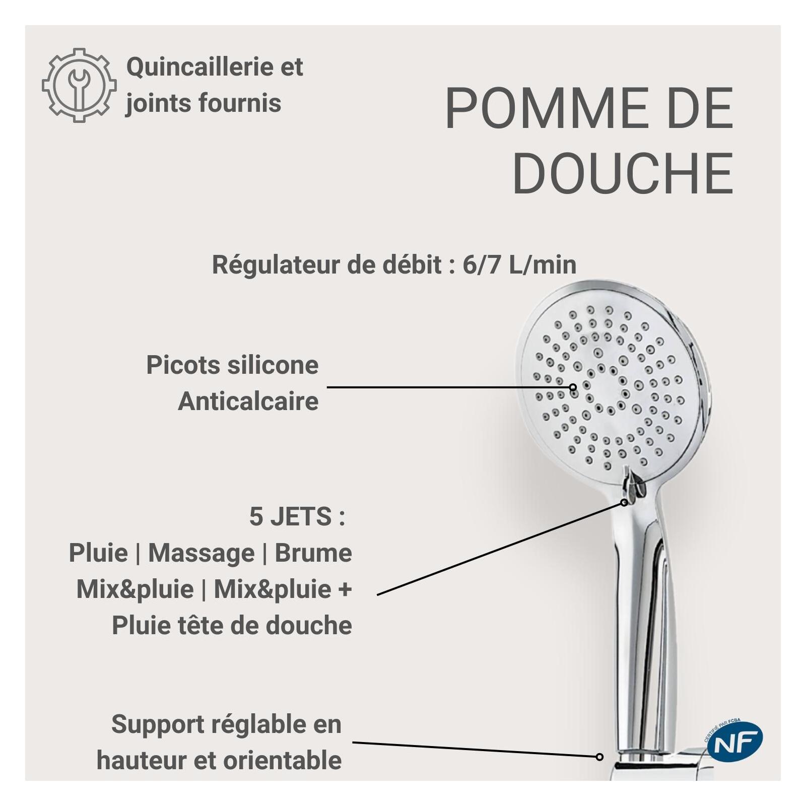 Colonne de douche ronde chromée ISHKA