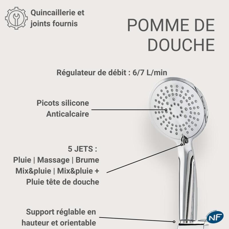 Colonne de douche ronde chromée ISHKA