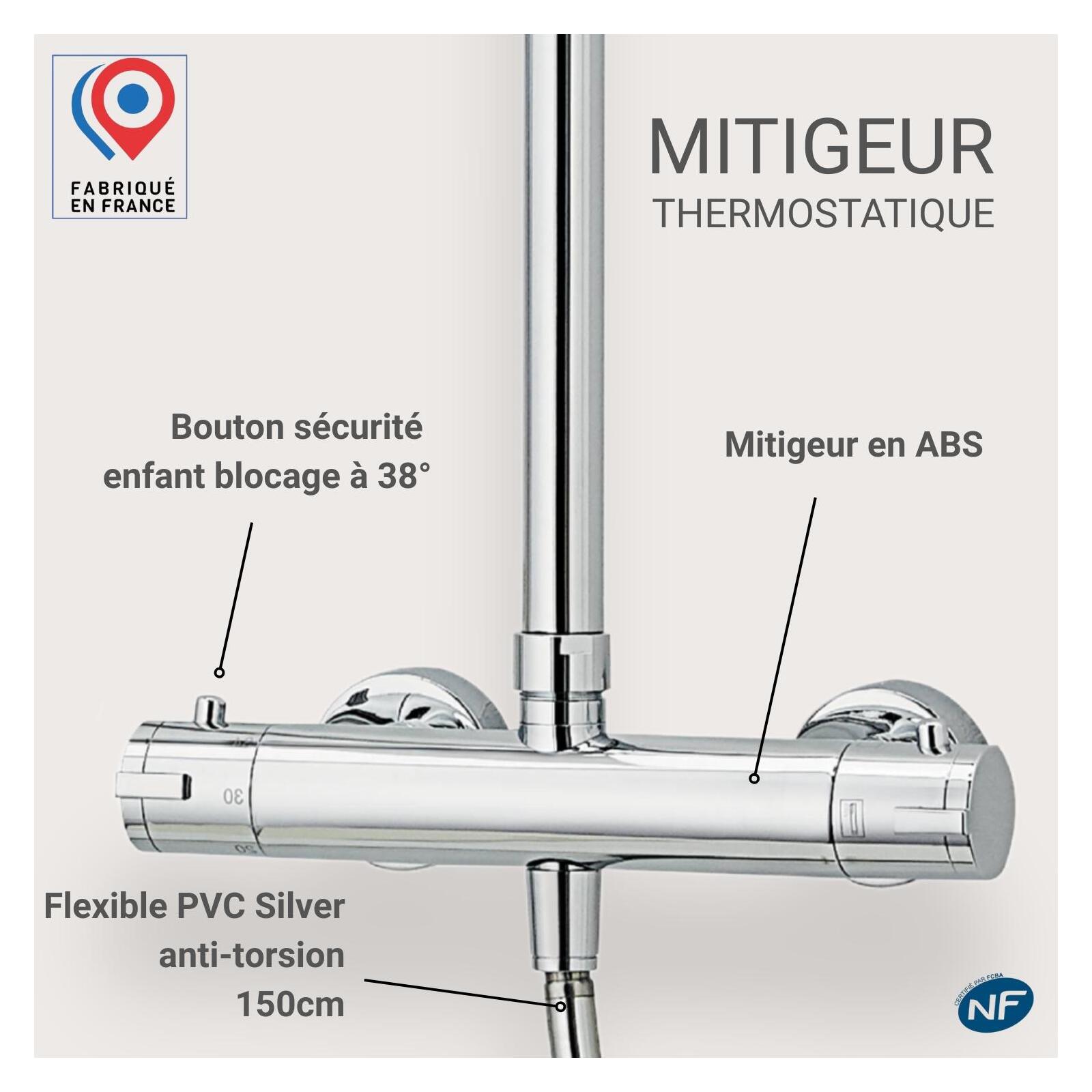 Colonne de douche ronde chromée ISHKA