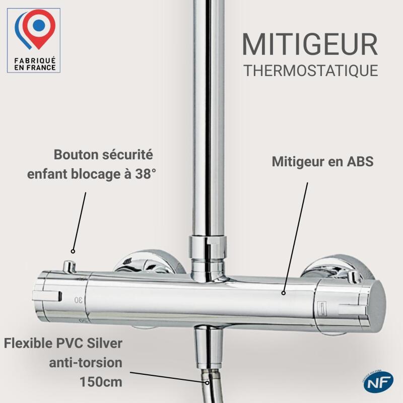 Colonne de douche ronde chromée ISHKA