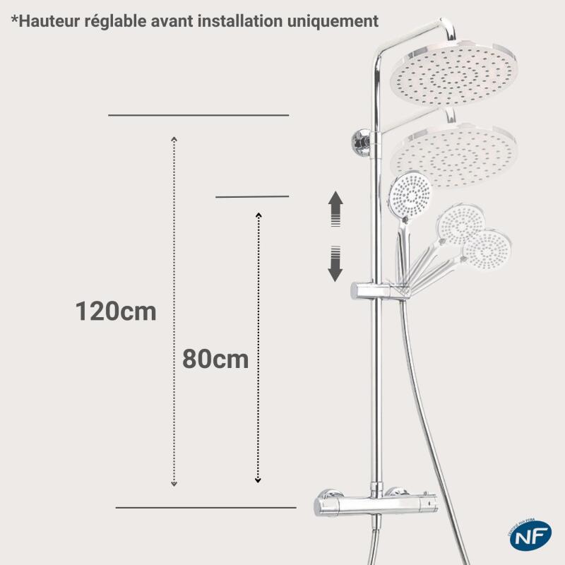 Colonne de douche ronde chromée ISHKA