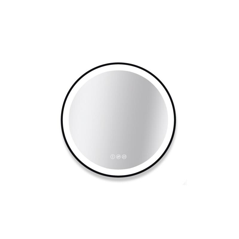 Miroir LED rond avec cadre en alu noir AUREYA