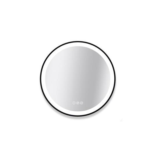 Miroir LED rond avec cadre en alu noir AUREYA