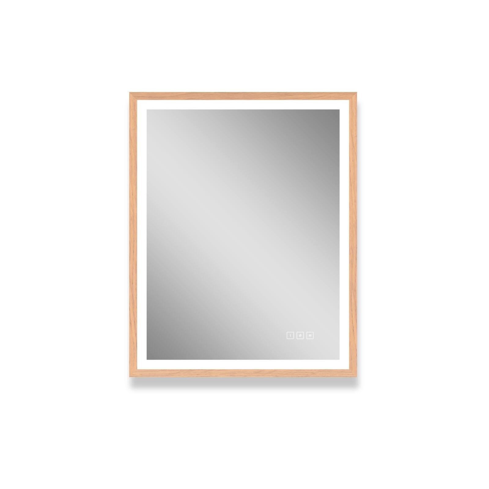 Miroir LED rectangulaire 75x60cm avec cadre en bois