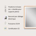 Miroir LED rectangulaire 75x60cm avec cadre en bois