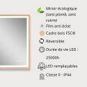 Miroir LED rectangulaire 75x60cm avec cadre en bois