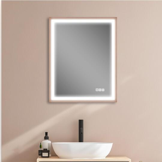Miroir LED rectangulaire 75x60cm avec cadre en bois