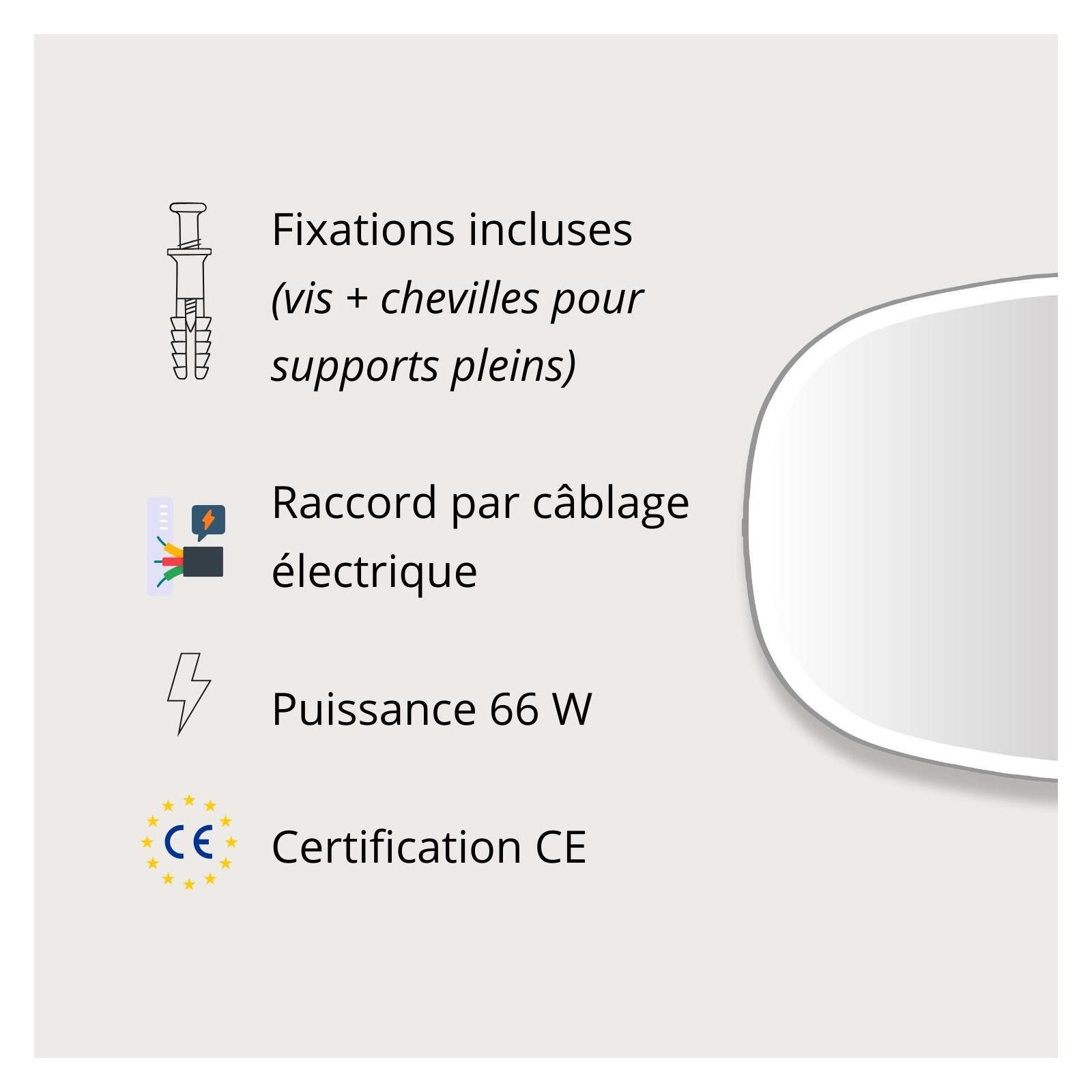Miroir LED organique 80x120xm avec rétroéclairage