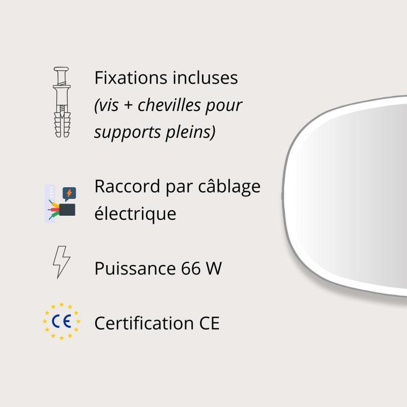 Miroir LED organique 80x120xm avec rétroéclairage