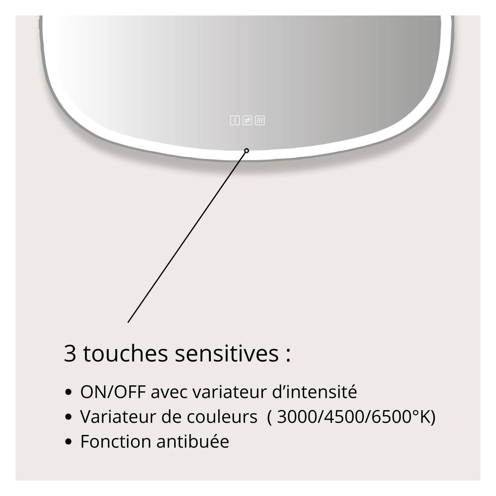 Miroir LED organique 80x120xm avec rétroéclairage