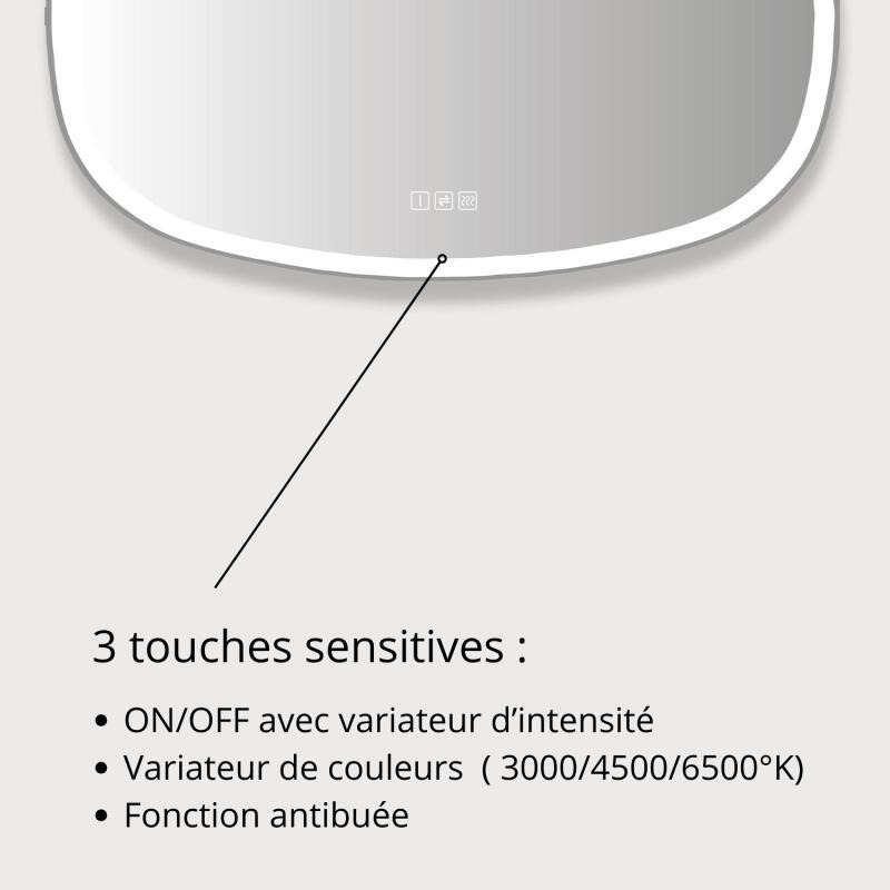 Miroir LED organique 80x120xm avec rétroéclairage