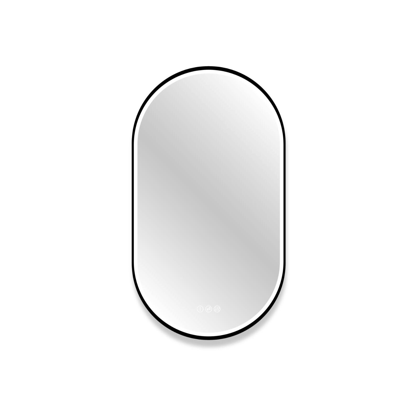 Miroir LED ovale 90x50cm avec carde alu noir
