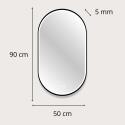 Miroir LED ovale 90x50cm avec carde alu noir