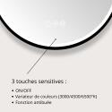 Miroir LED ovale 90x50cm avec carde alu noir