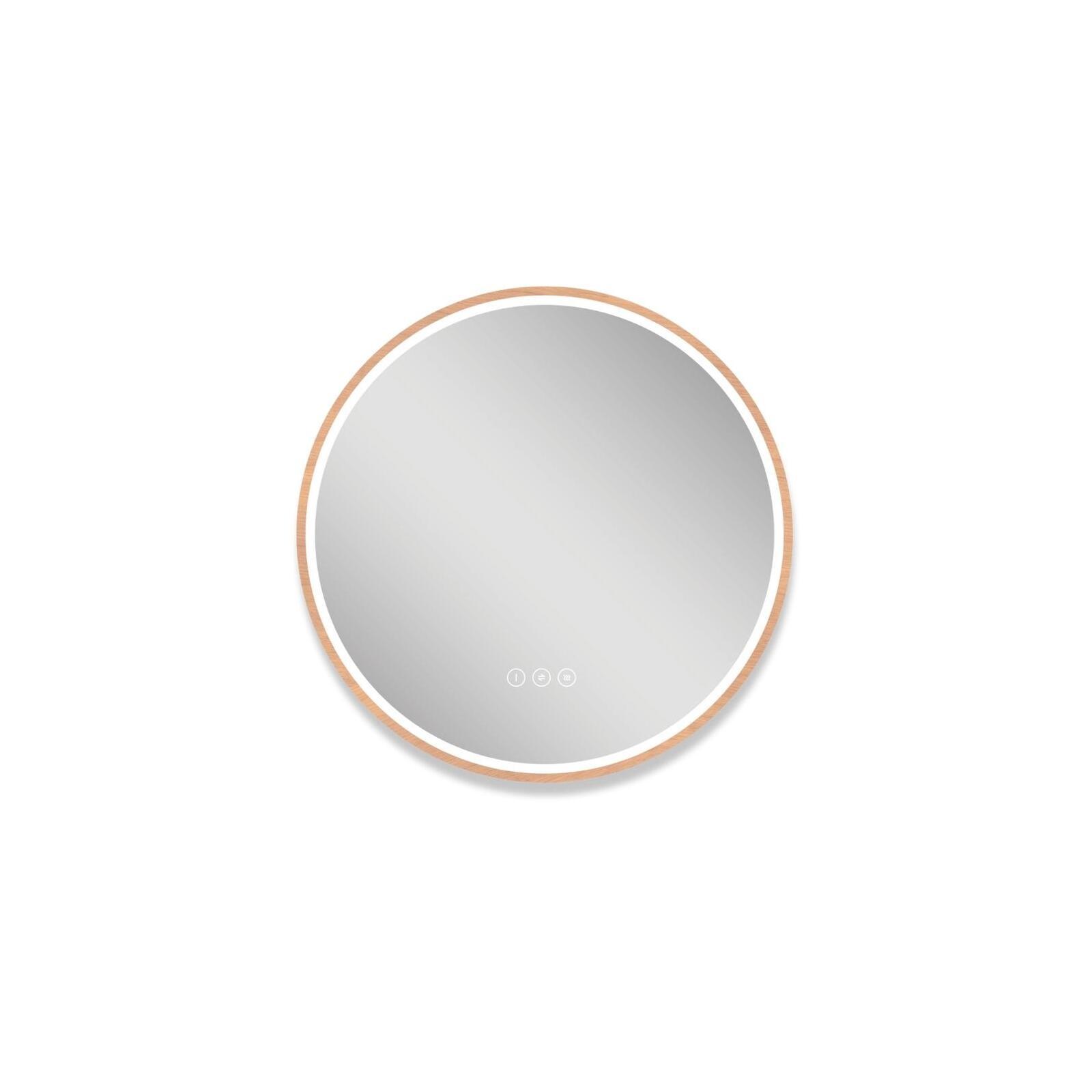 Miroir LED rond D60 cm avec cadre en bois
