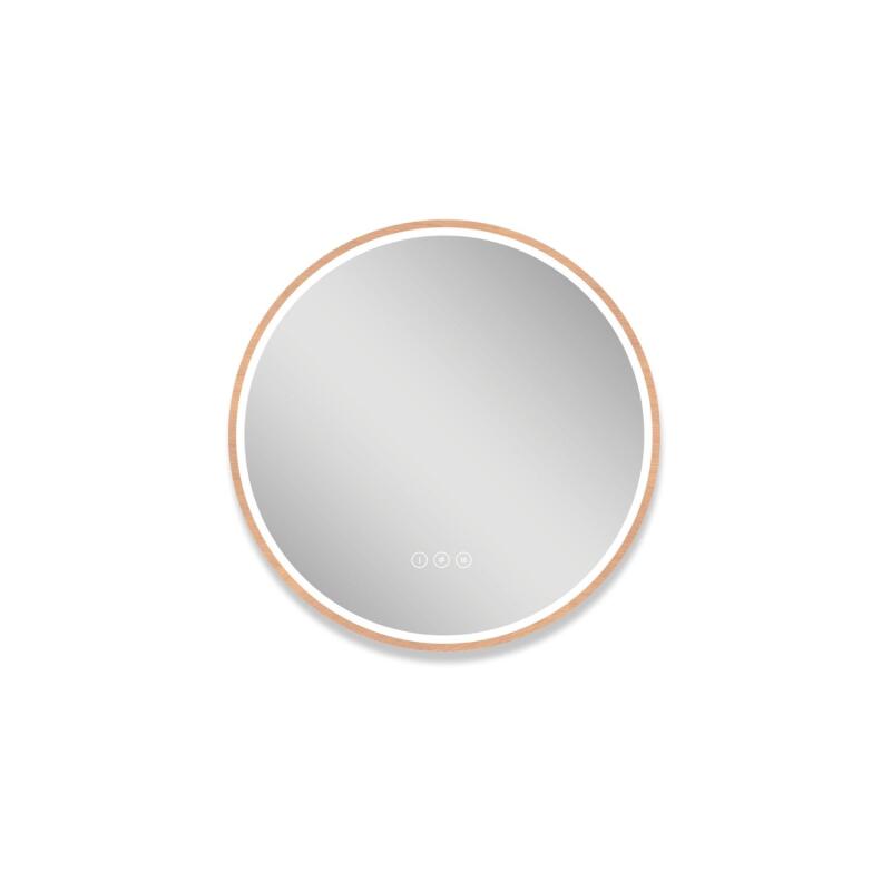Miroir LED rond D60 cm avec cadre en bois
