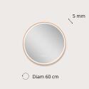 Miroir LED rond D60 cm avec cadre en bois