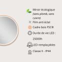 Miroir LED rond D60 cm avec cadre en bois