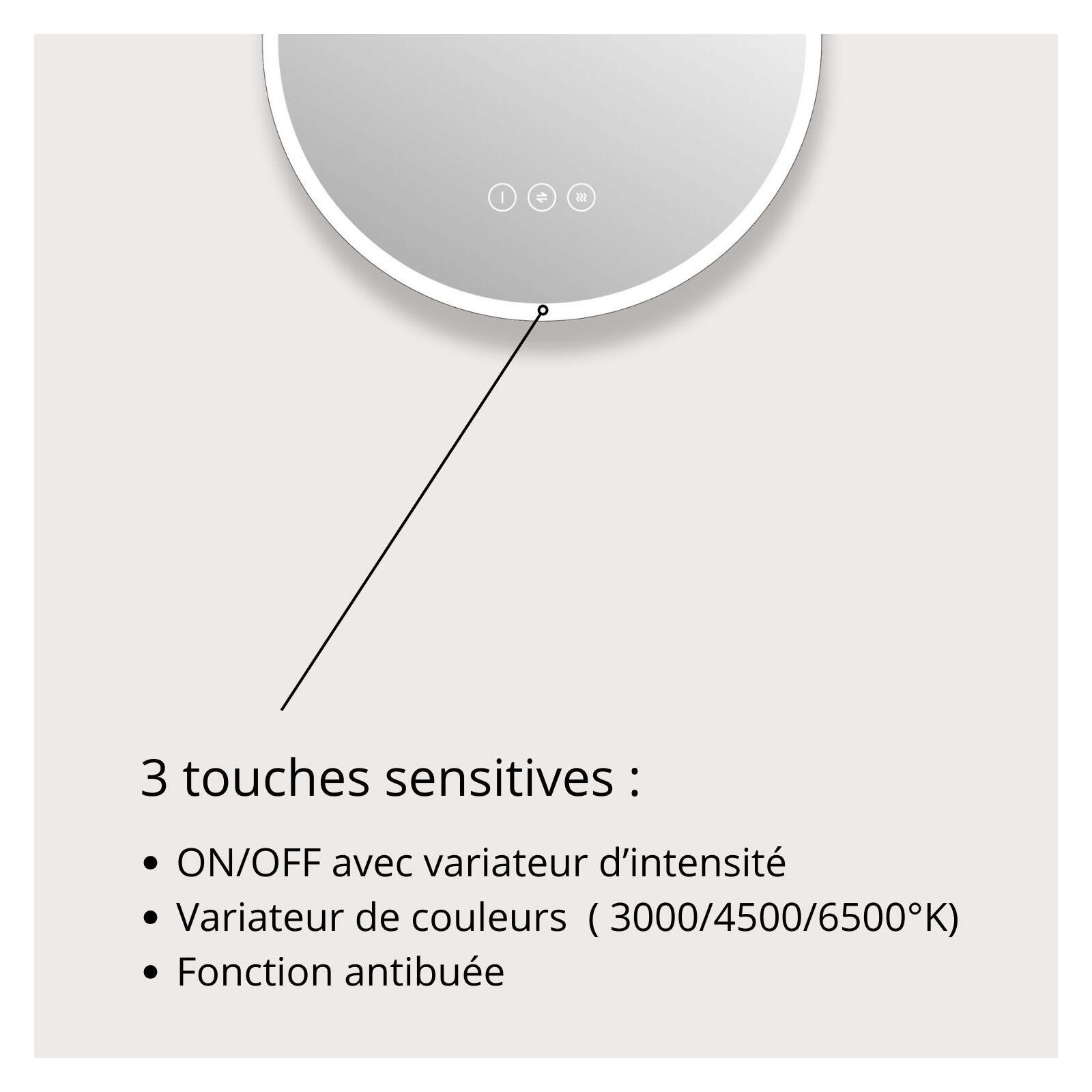 Miroir LED ovale 90x40cm avec rétroéclairage