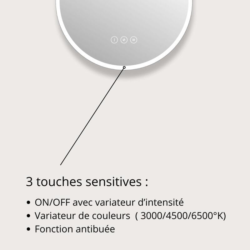 Miroir LED ovale 90x40cm avec rétroéclairage