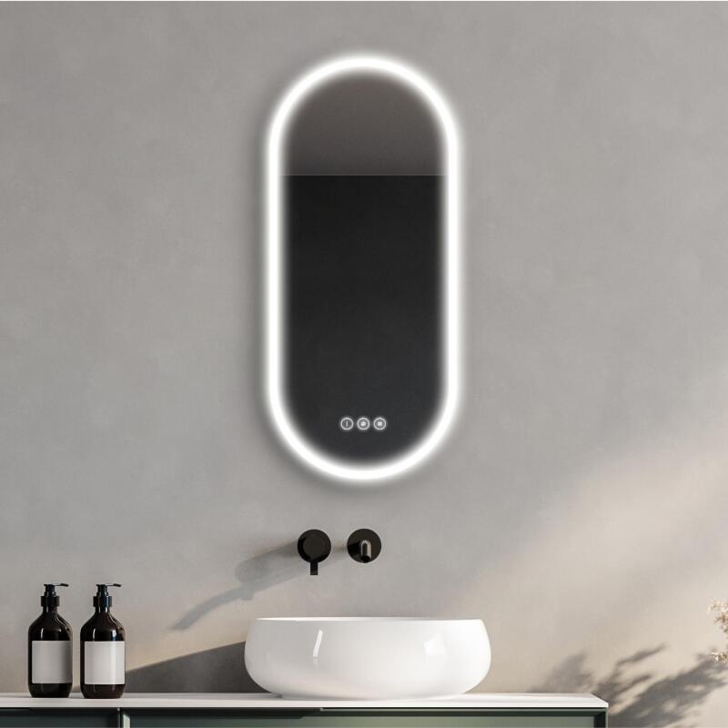Miroir LED ovale 90x40cm avec rétroéclairage