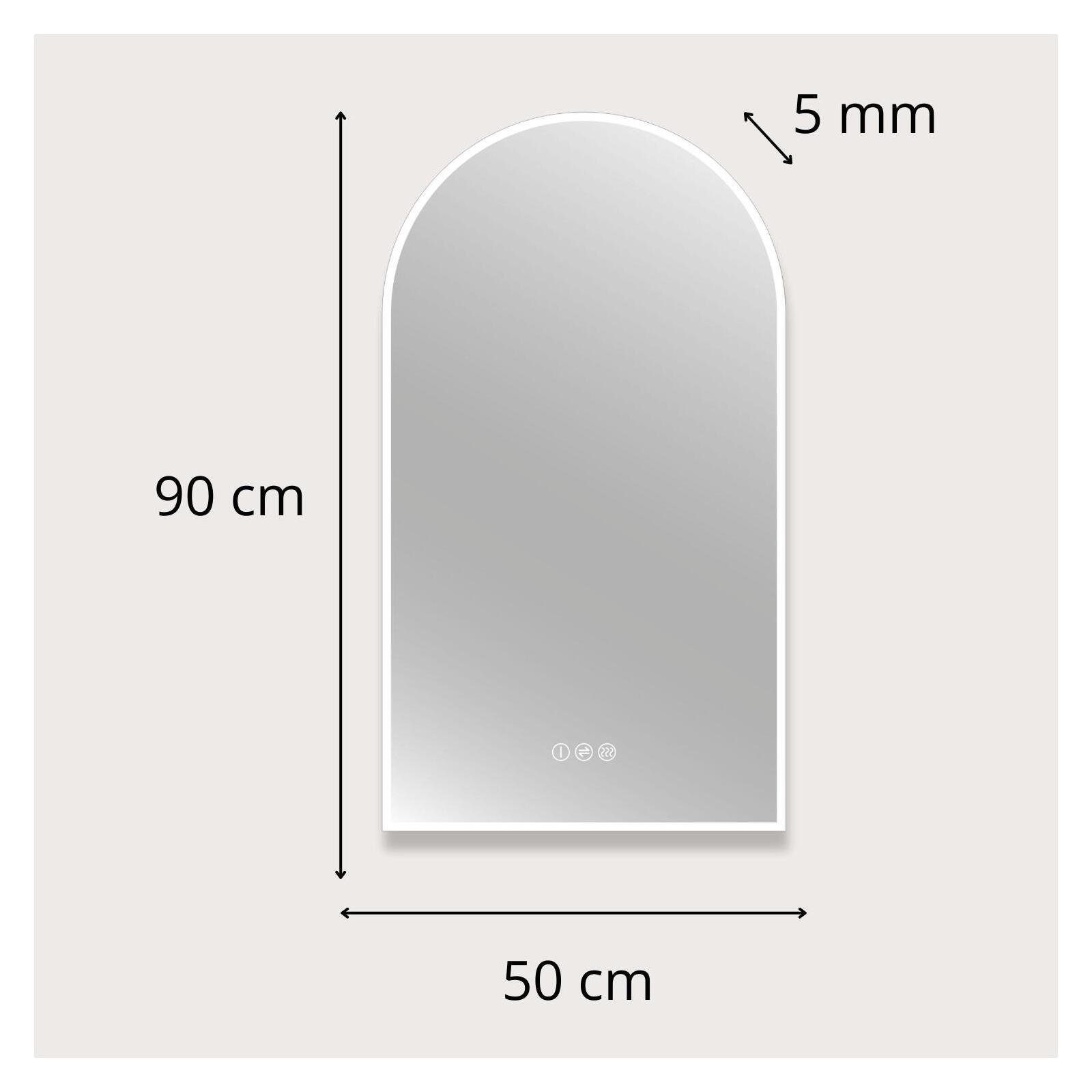 Miroir LED arche 90x50cm avec rétroéclairage
