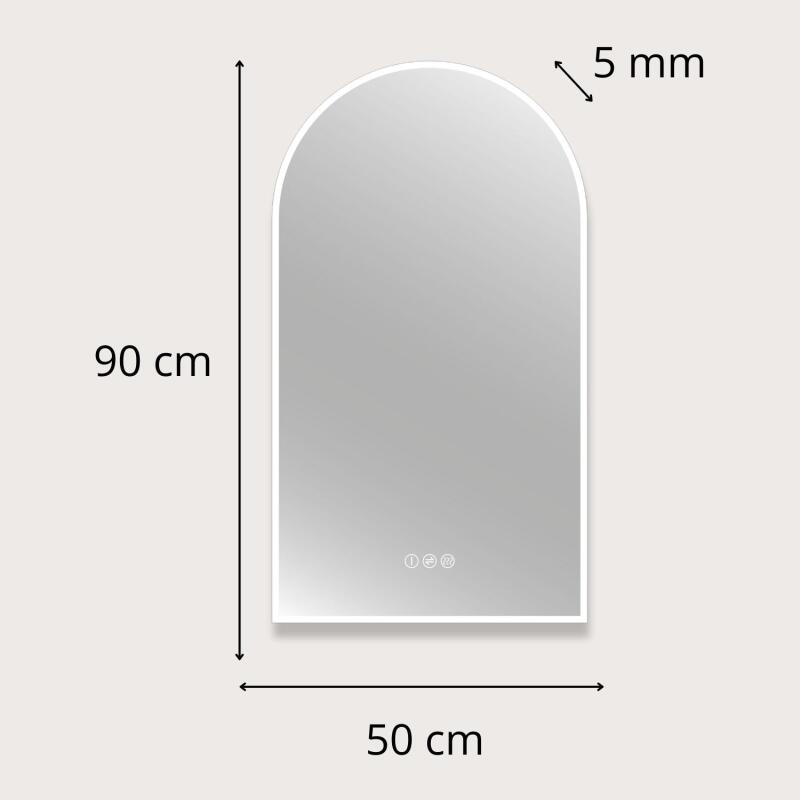 Miroir LED arche 90x50cm avec rétroéclairage