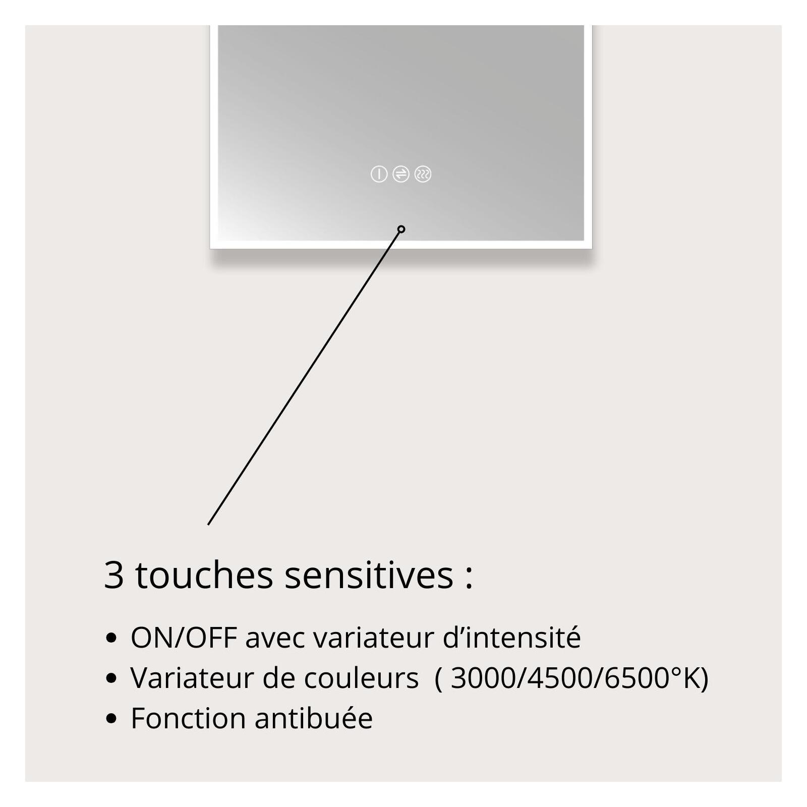 Miroir LED arche 90x50cm avec rétroéclairage