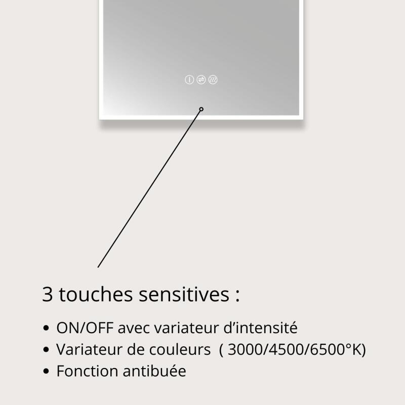 Miroir LED arche 90x50cm avec rétroéclairage