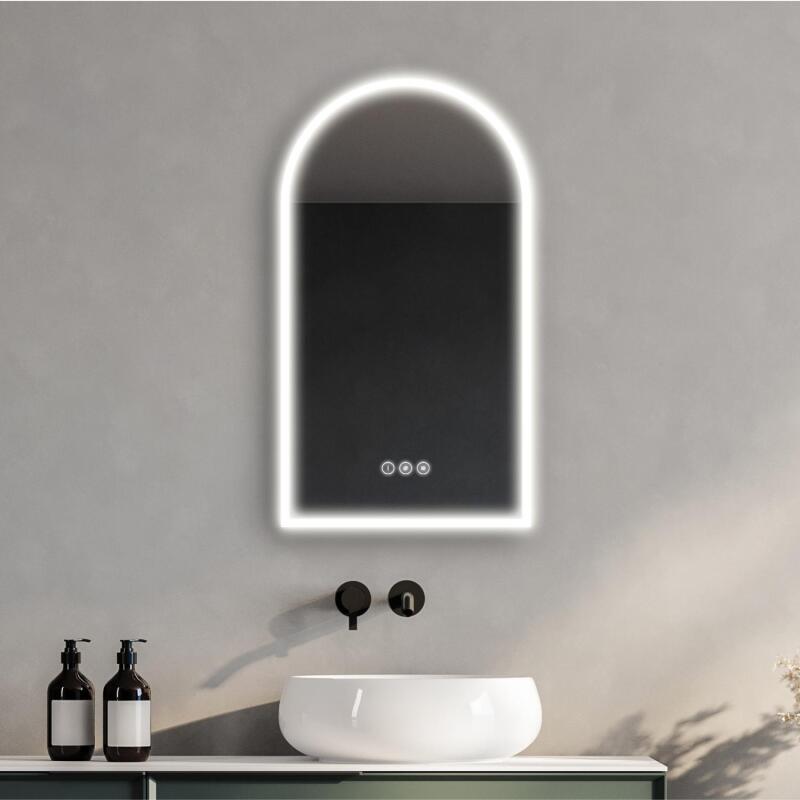 Miroir LED arche 90x50cm avec rétroéclairage