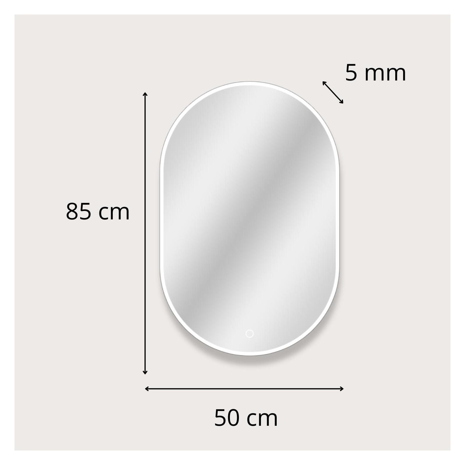 Miroir LED ovale 85x50cm avec rétroéclairage