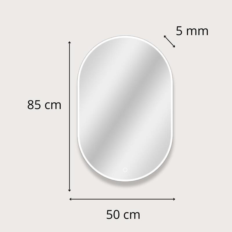 Miroir LED ovale 85x50cm avec rétroéclairage